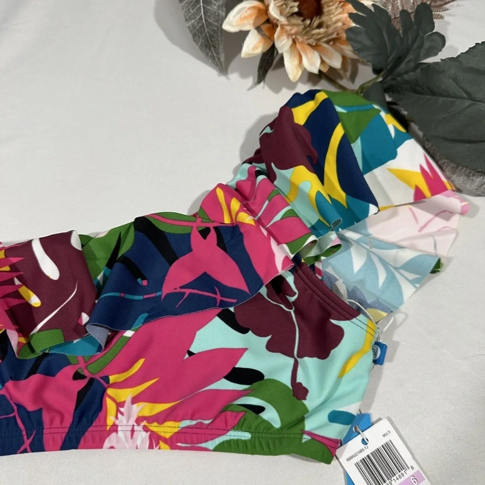 NWT $85 Bleu Rod Beattie [ 6 ] On A Brighter‎ Note Ruffle One Shoulder Top